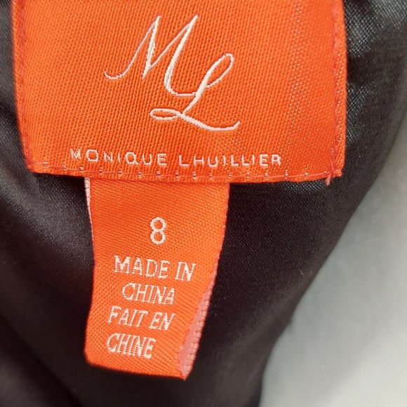 NWT Monique LHuillier Black Sleeveless Dress with Sequin Lace Upper Sz 8 - Picture 14 of 17